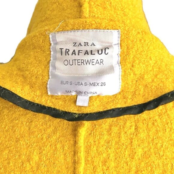ZARA TRAFALUC EUC outerwear collection Open Front wool coat in Yellow Size S - Picture 6 of 10